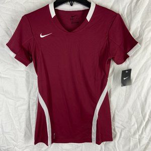 Nike | Tops | Nike Drifit Womens Dark Red Volleyball V Neck Jersey Size ...
